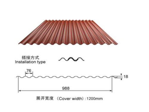 南宁NS-003 corrugated sheet profile drawing